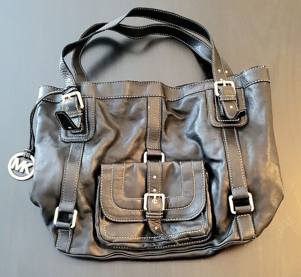 Michael Kors Large Leather Handbag Vintage, extra soft, black, with emblem
